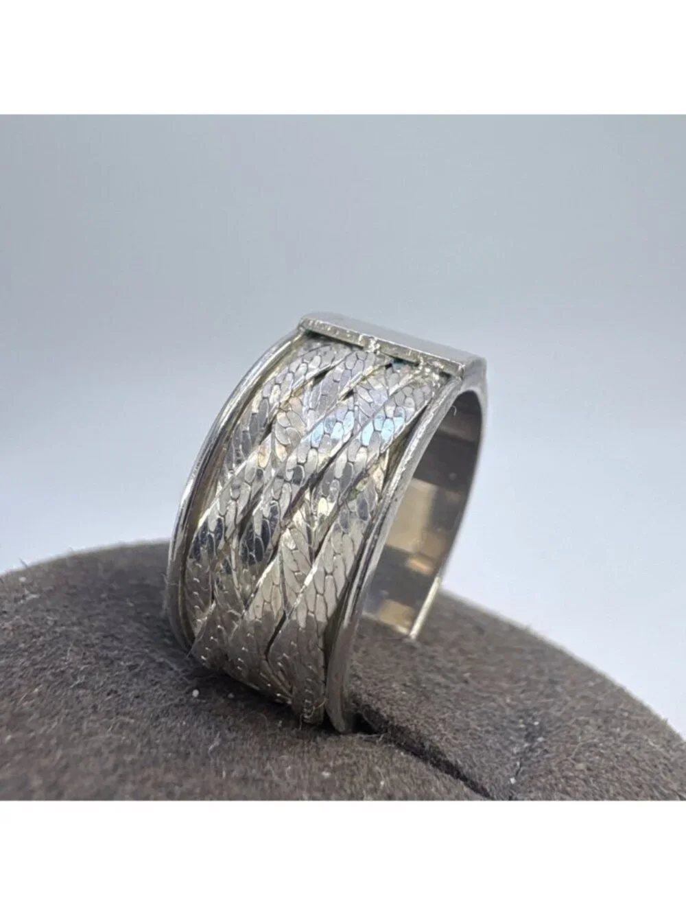 Herringbone Wrap Design Band Sterling Silver 925 Ring Size 5.5